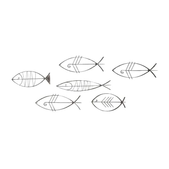 Set of 6 Black Metal Industrial Abstract Wall Decor, 16", 20", 24"